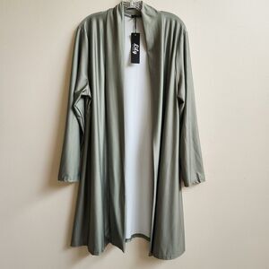 Lily By Firmiana Cardigan Womens 2X Olive Green Open Front Duster Evening Career